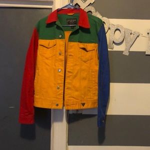 Guess jeans jacket red green blue